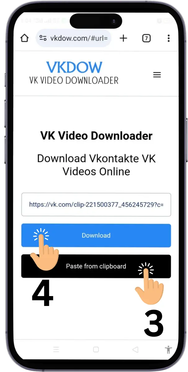 Paste the VK Video Link โปรแกรมดาวน์โหลดวิดีโอ VK